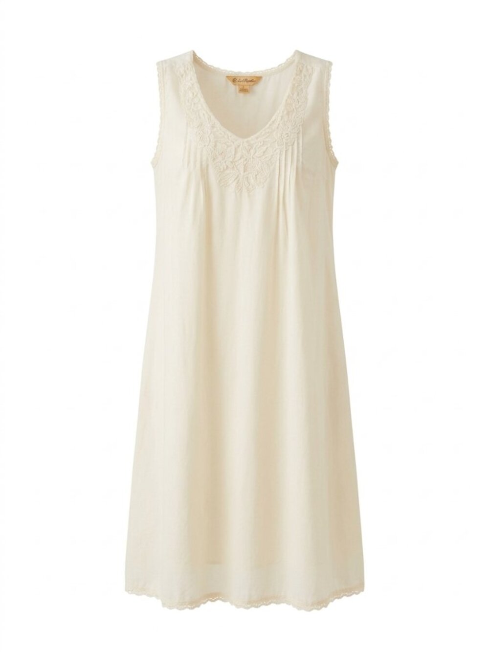 April Cornell Vintage Cream Embroidered Rayon Nightgown / Slip Dress | SMALL
